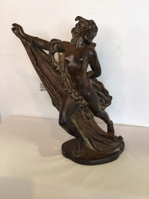 Art Nouveau Bronze Metal Woman Statue