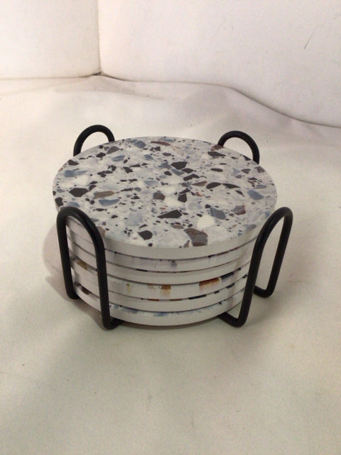 Gray Stone Round Coaster Set