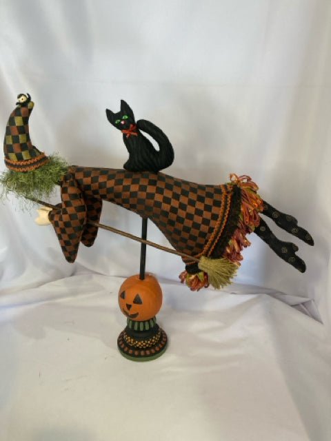 Black/Orange Resin Cloth Witch Holiday Item