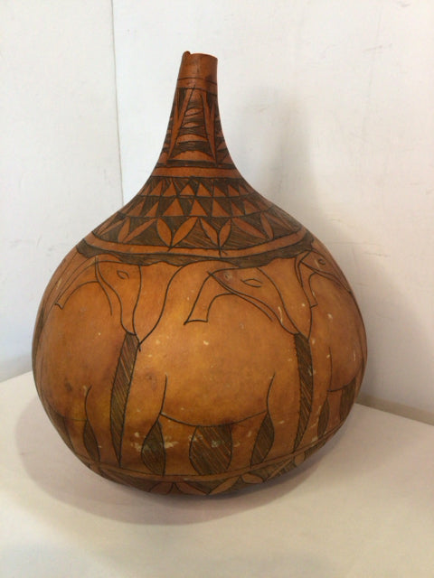 Ethnic Brown Etched Gourd