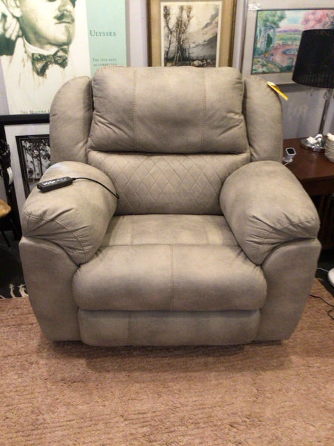 Coleman Faux Leather Power Gray Recliner