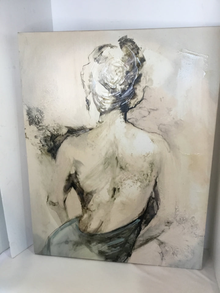 Gray/White Woman Stretch Canvas Art