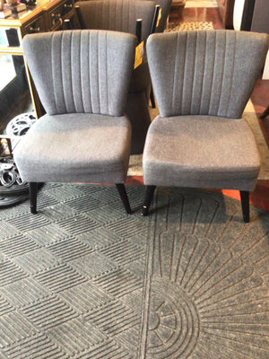 Gold Sparrow Pair Tweed Armless Gray Chair Set