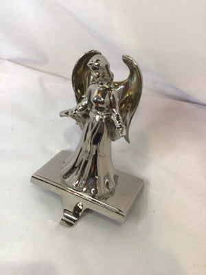 Stocking Hanger Silver Metal Angel Holiday Item