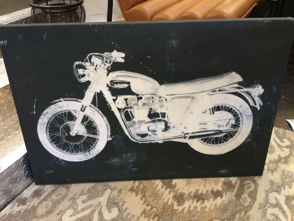 Black/White Motorcycle Stretch Canvas Art