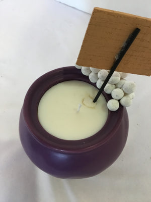 Rae Dunn Halloween Purple/White Ceramic Candle Holiday Item