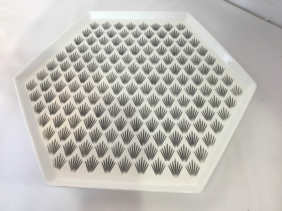 Nate Berkus White/Black Ceramic Octagon Tray