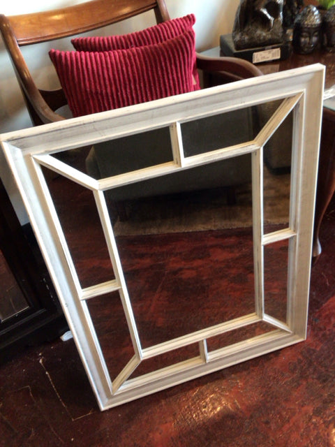 White Wood Divided Window Mirror
