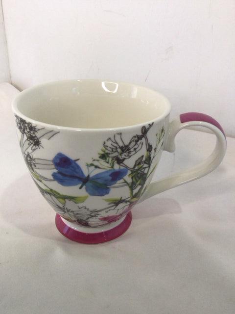 Coffee White/Multi Ceramic Flowers Mug