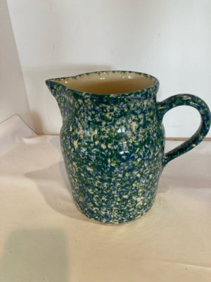 Roseville Blue/Green Ceramic Spongeware Pitcher