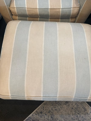 Polyester Striped Tan/Blue Chair & Ottoman
