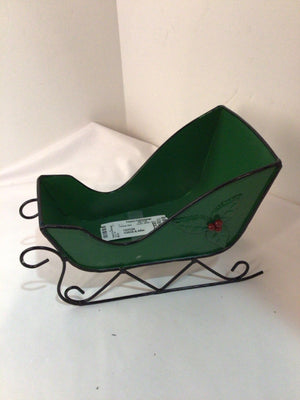 Green Metal Sled Holiday Item