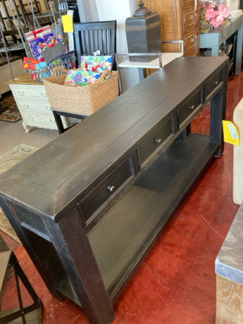 Console Wood 3 drawer Black Table