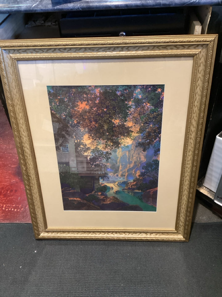 Signed Print Multi-Color Mill Framed Art