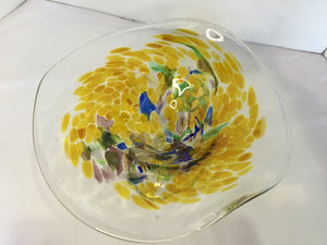 Clear/Yellow Glass Pedestal Bowl