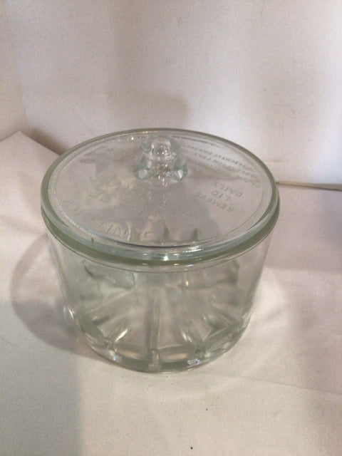 Vintage Refrigerator Clear Glass Lidded Jar