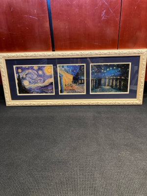 Van Gogh Cream/Blue Divided Framed Art