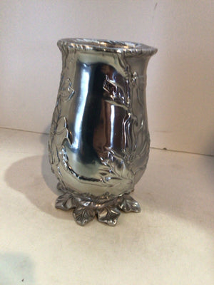 Silver Cast Aluminum Floral Vase