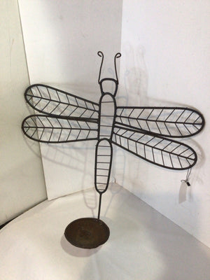 Candleholder Wrought Iron Dragonfly Black Wall Decoration Art
