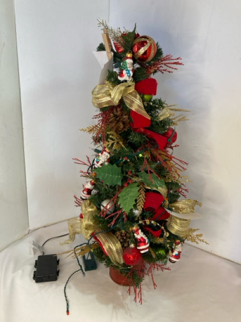 Light Up Green/Red Faux Christmas Tree Holiday Item