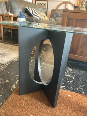 End Wood/Glass Glass Top Pair Black Table