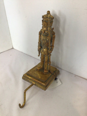 Christmas Gold Metal Stocking hanger Nutcracker Holiday Item