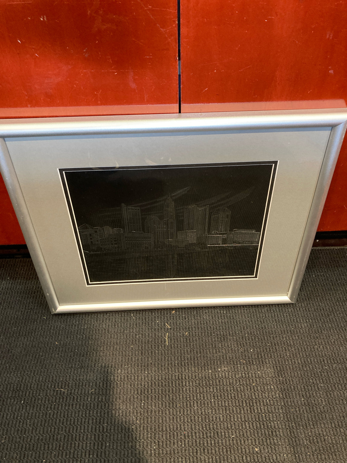 Black/White Skyline Columbus Framed Art