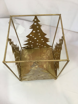 Candle Holder Gold Metal Christmas Tree Holiday Item