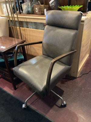 Pottery Barn Office Leather Rolling Swivel Brown Chair