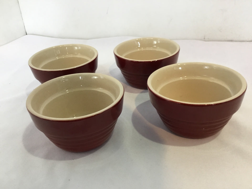 Well Equipped Kitchen Set of 4 Red Ceramic Bowl Set