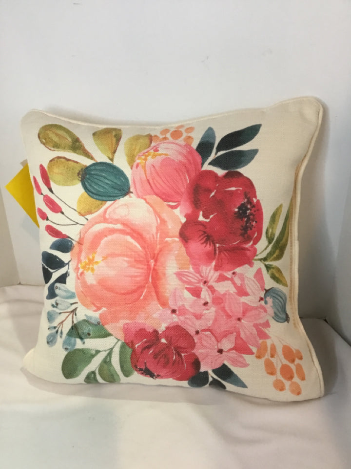 White/Pink Polyester Pillow