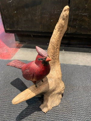 Brown/Red Driftwood Cardinal Figurine