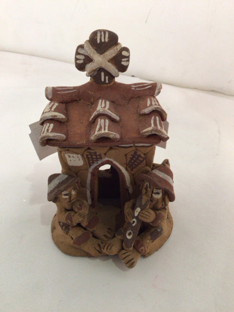 Peru Brown Clay House Statue