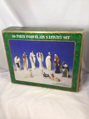 Nativity Multi-Color Porcelain Set of 10 In Box Holiday Item