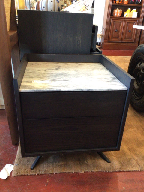 Huppe Momento Modern Wood Marble Top Black Nightstand