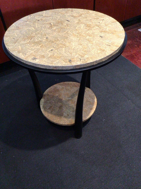 Wood Tiered Black/Tan Table