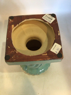 Aqua Ceramic Twisted Candle Holder
