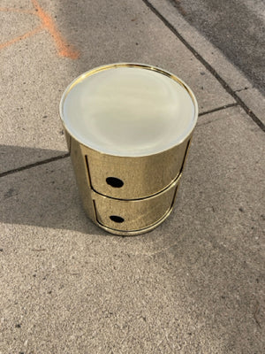 Kartell Storage Gold Metal Round Cabinet 45JFKLLT