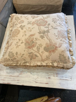 Shabby Chic Cream Linen Floral Pillow