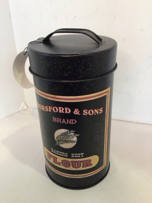 Black Metal Flour Can