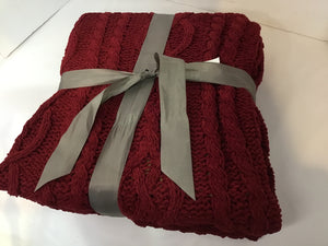 Red Polyester Knit Throw