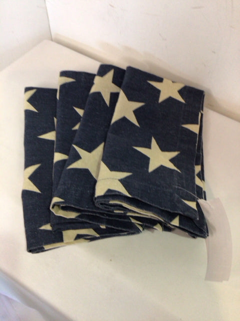 Set of 4 Blue/White Cotton Stars Napkins