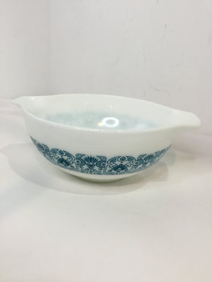 Pyrex Vintage Mixing White/Blue Glass Bowl