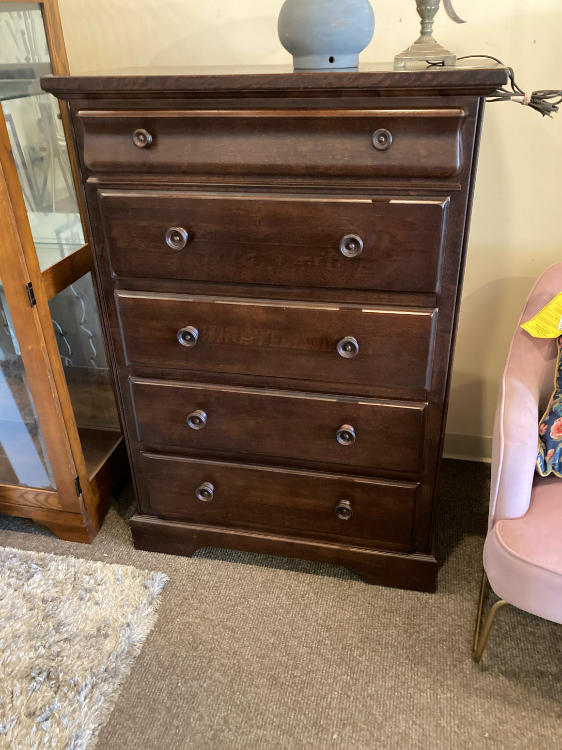 5 Drawer Wood Brown Dresser/Chest