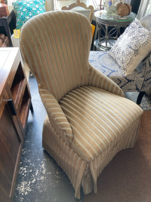 Polyester Striped Skirted Brown/Green Chair