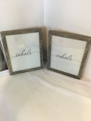 Pair White/Gray Words Pail Framed Art