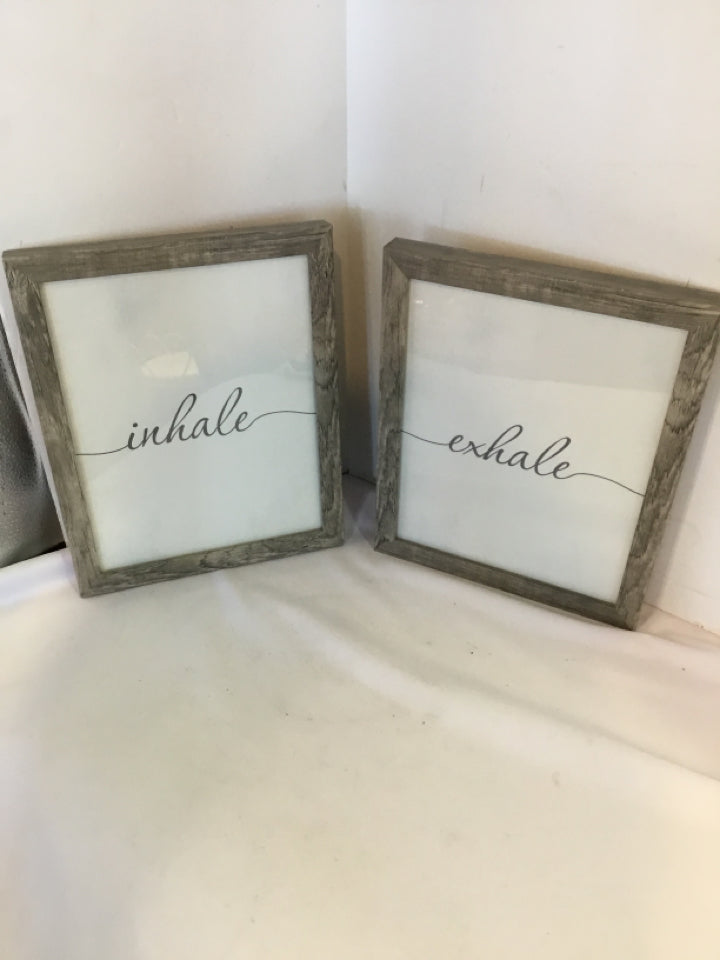 Pair White/Gray Words Pail Framed Art