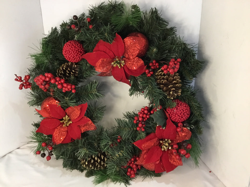 Red/Green Poinsettia Wreath
