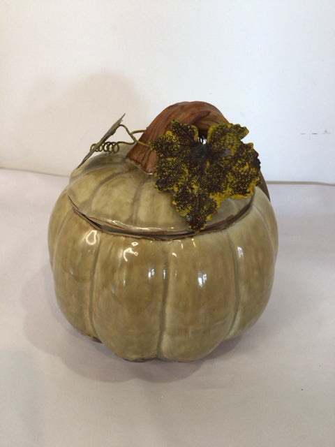 As Is Green Ceramic Pumpkin Bowl