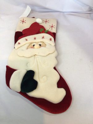 Stocking Red/white Velvet Santa Holiday Item